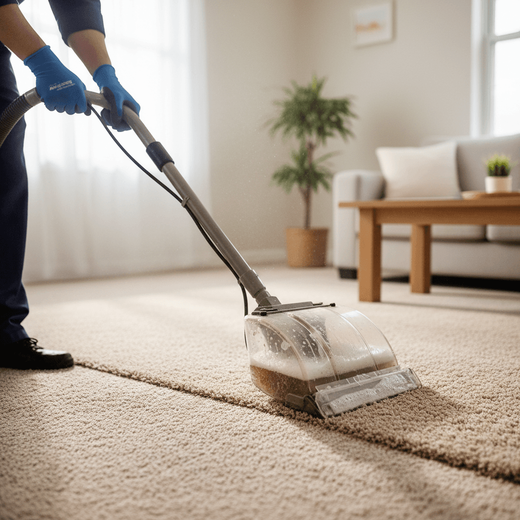 Professional carpet cleaning service with extraction equipment