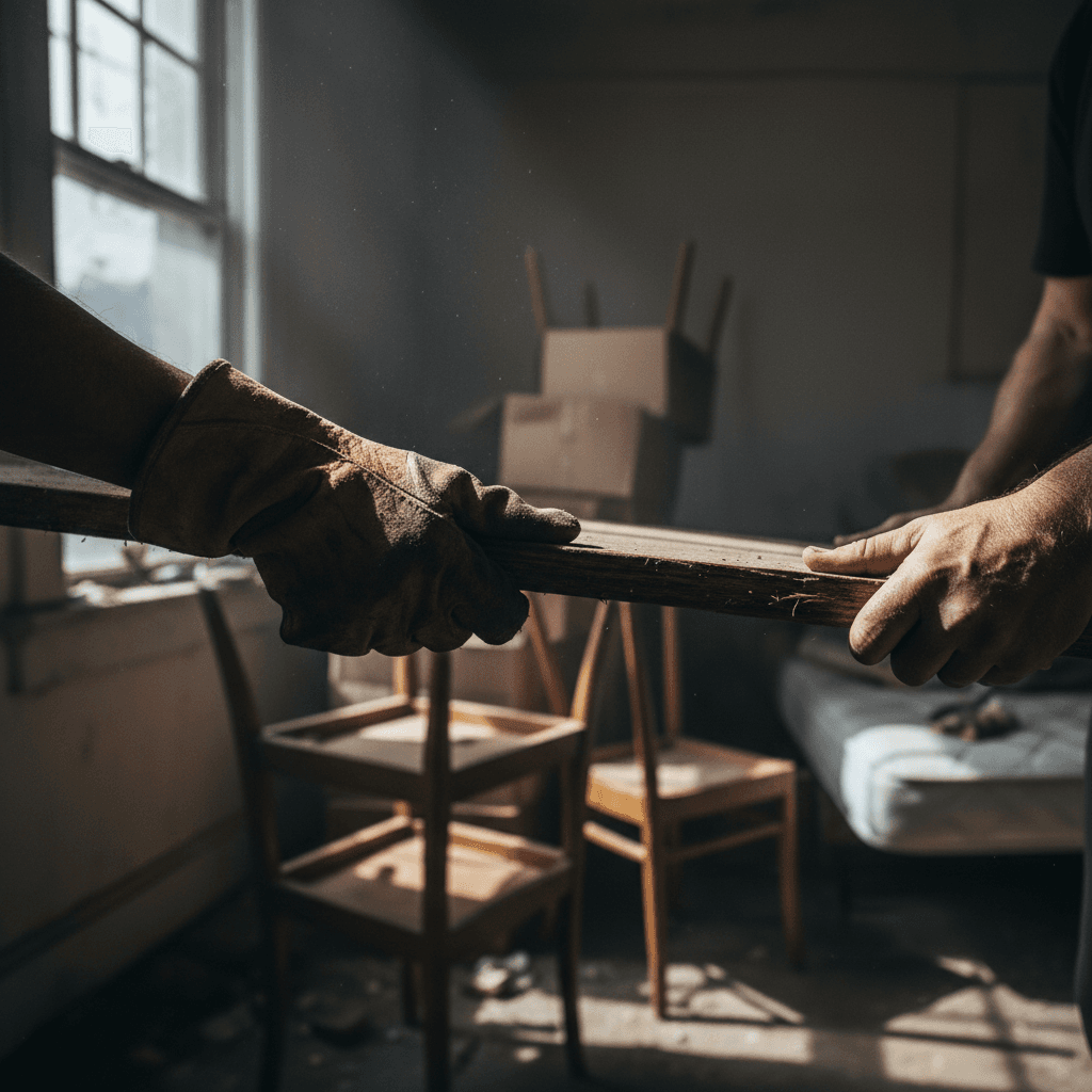 Post-construction cleanup removing dust and debris from renovated space